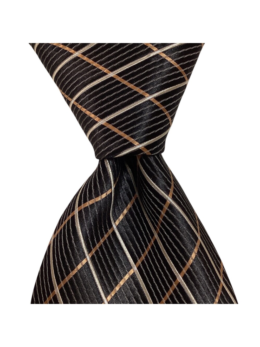 Bergamo New York Men's Polyester Necktie Set/w Hankie Designer Plaid Black NWT